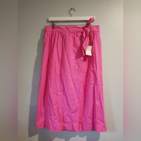 Women's Linen Wrap A-Line Skirt - A New Day Pink L - Picture 4 of 9